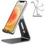 Adjustable Cell Phone Stand, OMOTON C2 Aluminum Desktop Phone Holder Dock Compatible with iPhone 11 Pro Max Xs XR 8 Plus 7 6, Samsung Galaxy, Google Pixel, Android Phones, Black