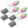 Bazz WFDISK400WX4 Slim Disk Colors Smart Home Wi-Fi RGB LED Recessed Fixture Kit, Tunable, Dimmable, Alexa and Google Assistant Compatible, Damp Location, White. 4 Count