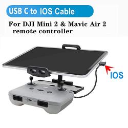 Hanatora 11.8 Inch USB C to iOS Nylon Braided Remote Controller Cable for DJI Mini 2/Mavic Air 2, 1FT OTG Tablet Phone Extension RC Data Cord(iOS Connector)