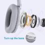 LETSCOM Bluetooth Headphones, 100 Hours Playtime Bluetooth 5.0 Headphones Over Ear with Deep Bass, Hi-Fi Sound and Soft Earpads, Built-in Mic, Wired/Wireless Headset for Home Office-Silver