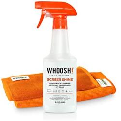 Screen Cleaner Kit by WHOOSH! - Best for Smartphones, iPads, Eyeglasses, e-Readers, Touchscreen & TVs - Includes 1 Unit of 500ml/16.9 fl oz (14x14) W! Cloth + Bonus (6x6) W!Cloth