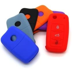YLC Silicone Car Key Cover Set of 2 Pack, Universal Car Key Protection Case/Fob Holder/Car Key Skin Jacket for VW Golf 6 Golf VI MK6 Skoda SEAT 3 Buttons Key(Black)