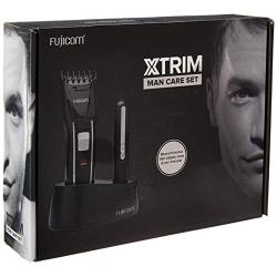 FUJICOM XTRIM Care Set – Professional Mens Hair Clipper and Grooming Kit for Beard, Head, Body Ears and Nose trimming. 8 hours Charging. For safety will not work while connected to power source.