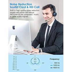 [2 Pack ] USB Headset with Noise Cancelling Mic New bee 3.5mm/Computer Headset with in-Line Call Controls Office Headset Call Center Headset for Skype, Zoom, Phone, PC, Tablet, Classroom