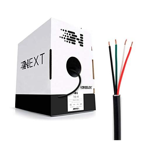 Next 16/4 Speaker Wire - 16 AWG/Gauge 4 Conductor - UL Listed in Wall (CL2/CL3) and Outdoor/In Ground (Direct Burial) Rated - Oxygen-Free Copper (OFC) - 500 Foot Bulk Cable Pull Box - Black