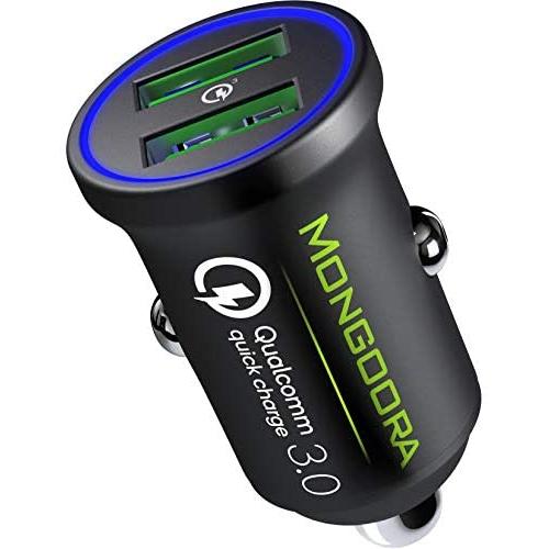 Metal Car Charger by MONGOORA - Qualcomm Quick Charge 3.0 Dual USB 6A/36W Fast Car Charger Adapter - Two Ports QC 3.0 3A - Compatible with Any iPhone - Galaxy S20 S10 S9 S8 S7 Note LG Nexus etc. Metal Car Charger by MONGOORA - Qualcomm Quick Charge 3.0 Dual USB 6A/36W Fast Car Charger Adapter - Two Ports QC 3.0 3A - Compatible with Any iPhone - Galaxy S20 S10 S9 S8 S7 Note LG Nexus etc.