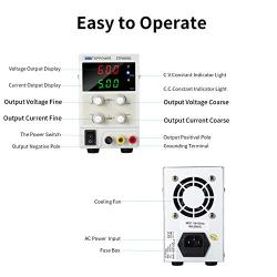 STP6005D DC Power Supply Adjustable (0-60V 0-5A), Precision DC Regulated Power Supply with 3 bits Digit LED Display,Stable and Protective,Alligator Lead Included.