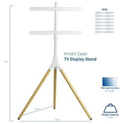 VIVO White Artistic Easel 45 to 65 inch LED LCD Screen, Studio TV Display Stand, Adjustable TV Mount with Swivel and Tripod Base STAND-TV65AW