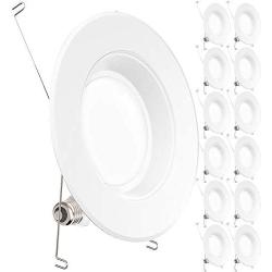 Sunco Lighting 12 Pack 5/6 Inch LED Recessed Downlight, Baffle Trim, Dimmable, 13W=75W, 5000K Daylight, 1050 LM, Damp Rated, Simple Retrofit Installation - UL + Energy Star