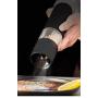ZENEE Electric Pepper and Salt Grinder Set, Adjustable Coarseness, Battery Powered with LED Light, One Hand Automatic Operation, Stainless Steel Black, Black1)