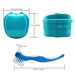 Denture Bath Box Case, Hatisan False Teeth Storage Box with Hanging Net Container, Premium Mouth Guard Box with Cleaning Brush (2Pcs) …