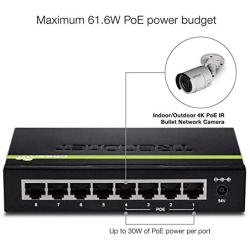 TRENDnet 8-Port Gigabit GREENnet PoE+ Switch,TPE-TG44G, 4 x Gigabit PoE/PoE+ Up to 30 Watts/Port, 4 x Gigabit, 61W Power Budget, 16 Gbps Switch Capacity, Ethernet Unmanaged Switch, Lifetime Protection Black