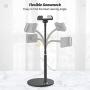 Cell Phone Stand, Adjustable Height & Angle Phone Holder Gooseneck Flexible Arm Universal Phone Stand for Desk, Aluminum Alloy Desktop Cell Phone Holder Compatible with 3.5''-6.5'' Device (Black)