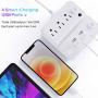 Power Strip with USB, iClever USB Charging Station with 3 Outlet 4 USB Ports, 10A 5ft Extension Cord, Dual Switch Control, Overload Protection, Phone Tablet Stand for Home, Office and Hotel - White