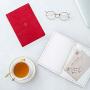 CZUR Drawing or Writing Journal Notebook, PU Leather Peach Velvet Cover,Work with CZUR APP’s OCR (Medium Red)