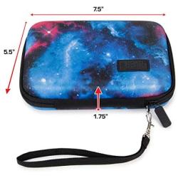 USA Gear Hard Shell Electronic Organizer Travel Case 7.5 Inch with Weather Resistant Exterior and Large Mesh Accessory Pocket - Compatible with Garmin GPS, Chargers, and More Electronics - Galaxy