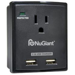 Inland NSS13 Wall Tap Style 1 Outlet Surge Protected 2-USB Charger Ports with 2.1A for iPad