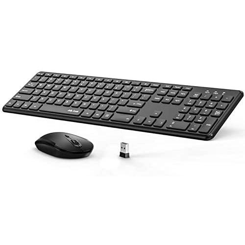 Wireless Keyboard and Mouse Combo, Jelly Comb KUT027 Wireless Keyboard and Mouse-- 2.4GHz Full Size Ultra-Thin Keyboard Mouse for Computer, Laptop, PC, Desktop, Windows 7, 8, 10 - Black
