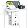 Socket Shelf Wall Outlet Power Charger and Surge Protector with 8 AC Outlets and 3 USB Ports, Electrical Outlet Extender with Shelf Holder for iPhone/Android/Gaming/Appliances - White