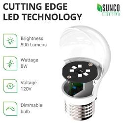 Sunco Lighting 12 Pack A15 LED Bulb, 8W=60W, 4000K Cool White, Dimmable, 800 LM, E26 Base, Refrigerator & Fan Light - UL, Energy Star
