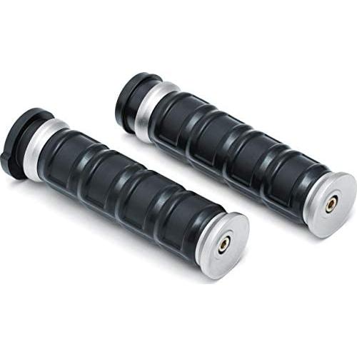 Kuryakyn 6674 Dillinger Handlebar Grips for Electronic Throttle Control: 2008-19 Harley-Davidson Motorcycles, Silver, 1 Pair