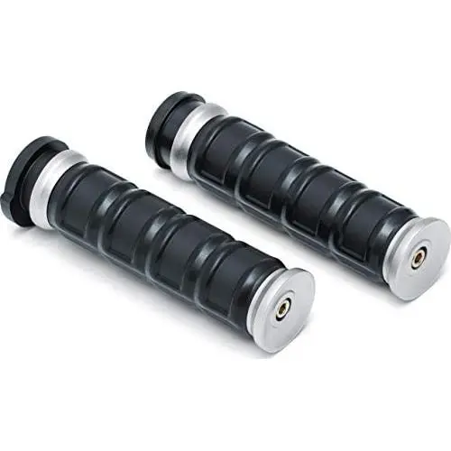 Kuryakyn 6674 Dillinger Handlebar Grips for Electronic Throttle Control: 2008-19 Harley-Davidson Motorcycles, Silver, 1 Pair