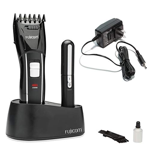 FUJICOM XTRIM Care Set – Professional Mens Hair Clipper and Grooming Kit for Beard, Head, Body Ears and Nose trimming. 8 hours Charging. For safety will not work while connected to power source.