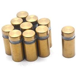 Antrader 12-Pack 4/9'' x 1'' Stainless Steel Glass Standoff Mounts, Wall Standoffs Advertising Nails Hardware, Polished Gold