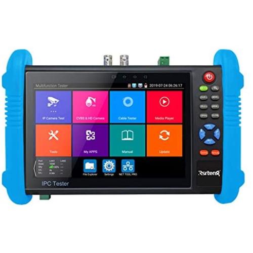 Rsrteng CCTV Camera Tester, 4K IP Camera Tester CVBS Camera Tester 7inch IPS Touch Screen Support POE WiFi 4K H.265 HDMI 8GB TF Card DC 5V/12V/24V Output IPC Tester IPC-9800Plus+