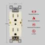 ENERLITES Duplex Receptacle Outlet, Tamper-Resistant, Residential Grade, 3-Wire, Self-Grounding, 2-Pole,15A 125V, UL Listed, 61580-TR-LA-10PCS, Light Almond (10 Pack)