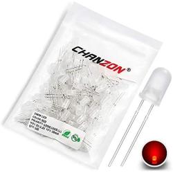Chanzon 100 pcs 5mm Red Diffused LED Diode Lights (Frosted Lens Round DC 3V 20mA) Lighting Bulb Lamps Electronics Components Indicator Light Emitting Diodes