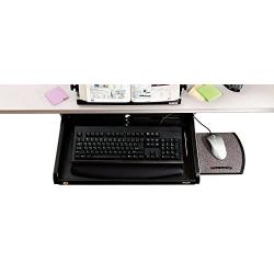 3M Adjustable Under-Desk Keyboard Drawer, Three Height Settings, Wide Tray with Gel Wrist Rest Accomodates Most Keyboards, Slide Out Mouse Platform with Precise Mouse Pad, Black (KD45)