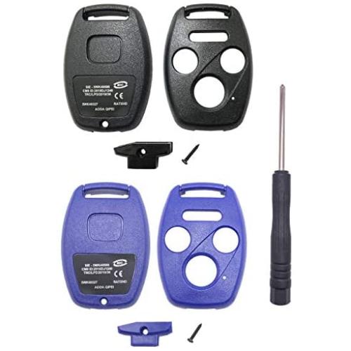 Horande 3+1 Buttons Key Fob Cover fits for Honda 2003-2012 Accord 2006-2013 Civic EX 2009-2015 Pilot 2005-2006 CR-V Keyless Entry Remote Key Fob Case Shell (Black+Blue)