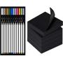 Black Sticky Notes (500 ct) + Metallic Paint Pen Markers for Black Paper (12 Color incl. white) - 3'' x 3'' Black Notes, 5 Pads, 100 Sheets each. Metallic Paint Pens, Similar to Gel Pens for Black Paper