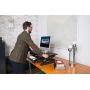 Rocelco 32'' Height Adjustable Standing Desk Converter - Sit Stand Computer Workstation Riser - Dual Monitor Retractable Keyboard Tray Gas Spring Assist - Black (R EADRB2)