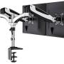Huanuo Dual Monitor Stand - Height Adjustable Monitor Mount Fit Two 13 to 27 Inch Flat, Curved Computer Screen, Double Gas Spring Arm Desk VESA Bracket with Clamp, Grommet Mounting Base