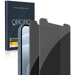 [2 Pack] QHOHQ Privacy Screen Protector for iPhone 12 Pro Max [6.7''],Anti-Spy Tempered Glass Film,9H Hardness - 2.5D Edge - Scratch Resistant - Work Most Case