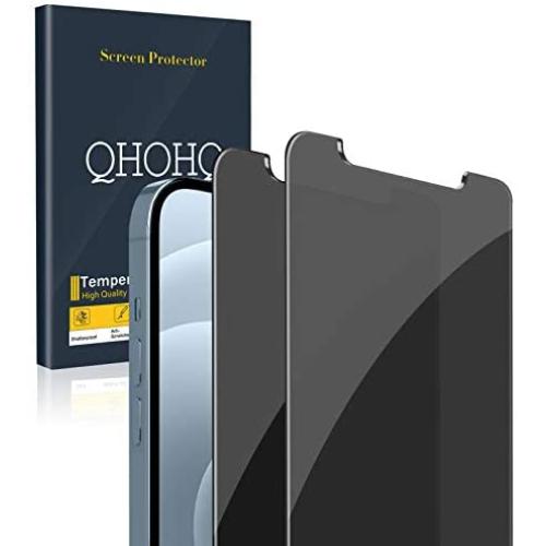 [2 Pack] QHOHQ Privacy Screen Protector for iPhone 12 Pro Max [6.7''],Anti-Spy Tempered Glass Film,9H Hardness - 2.5D Edge - Scratch Resistant - Work Most Case