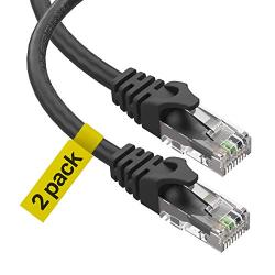 Cat6 Ethernet Cable, 3 Feet (2 Pack) LAN, utp Cat 6, RJ45, Network Cord, Patch, Internet Cable - 3 ft - Black