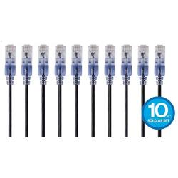 Monoprice Cat6A Ethernet Patch Cable - 50 Feet - Black (10 Pack) Network Internet Cord, Snagless RJ45 UTP Pure Bare Copper Wire 10G 30AWG - SlimRun Series