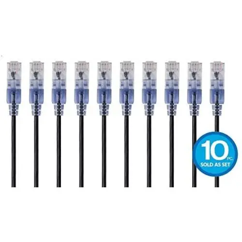 Monoprice Cat6A Ethernet Patch Cable - 50 Feet - Black (10 Pack) Network Internet Cord, Snagless RJ45 UTP Pure Bare Copper Wire 10G 30AWG - SlimRun Series