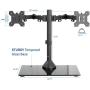 VIVO Freestanding Black Dual Monitor Stand with Sleek Glass Base and Adjustable Arms, Mounts 2 Screens up to 27 inch and 22 lbs Each, STAND-V002FG