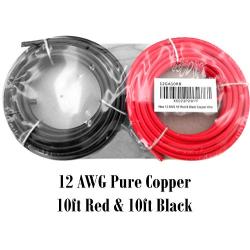 GS Power 12 AWG (American Wire Gauge) Pure Copper Primary Wire for Car Audio Speaker Amplifier Remote 12 Volt DC Automotive Trailer Harness Hookup Wiring. 10 feet Red 10 ft Black Combo