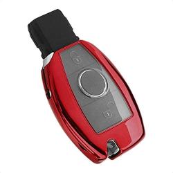 TANGSEN Smart Key Fob Case Red TPU Protective Cover for Mercedes Benz A B C CLA CLS E G GL GLA GLC GLE GLK GLS GT M R S SL SLC SLK SLS Class AMG Viano 2 3 Button Keyless Entry Remote Accessories