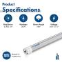 Hyperikon 8 Foot LED Tube, T8 T10 T12 75 Watt Replacement (36W), Ballast Bypass, Clear Lens, UL, Bright White, 12 Pack