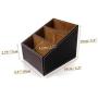 3 Slots Wooden Struction Leather Multi-function Desk Stationery Organizer Storage Box Pen/Pencil ,Cell phone, Business Name Cards Remote Control