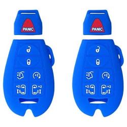 BAR Autotech Remote Key Silicone Rubber Keyless Entry Shell Case Fob and Key Skin Cover fit for Chrysler Town, Country Van, Dodge Grand Caravan, Volkswagen Routan (Blue)