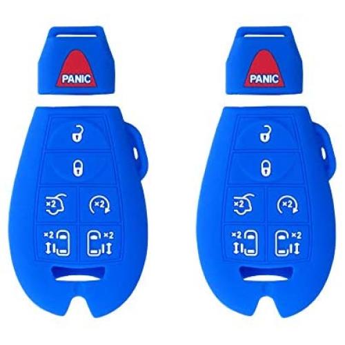 BAR Autotech Remote Key Silicone Rubber Keyless Entry Shell Case Fob and Key Skin Cover fit for Chrysler Town, Country Van, Dodge Grand Caravan, Volkswagen Routan (Blue)