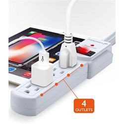 Fosmon Surge Protector Power Strip Flat Plug, 4-Outlet Splitter Extender 1875 Watt 490 Joules, 3FT Extension Cord Wall Mount with 3 Prong - ETL Listed