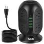 EyGde Power Strip Tower Surge Protector, Multi Plug Outlet with 10Ft Long Extension Cord, 8 AC Outlets 3.1A 4 USB Ports Charging Station for Home Office Dorm Room